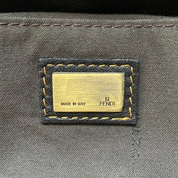 Fendi B Bag Purse in Black Patent Leather with Orange Contrast Top Stitching - Picture 10 of 16